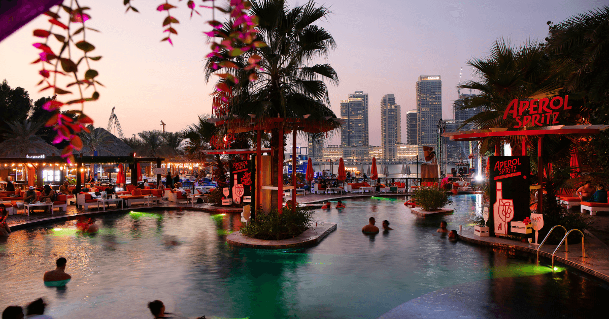 Barasti Swimming Pool at Night Time