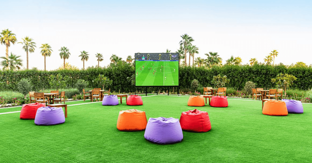 Live Sports Screen With Bean Bags