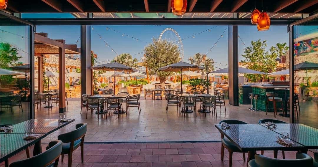 Restaurant and dining area with view of the outside terrace