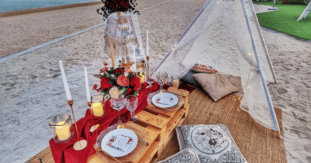 Dining setuup at the beach
