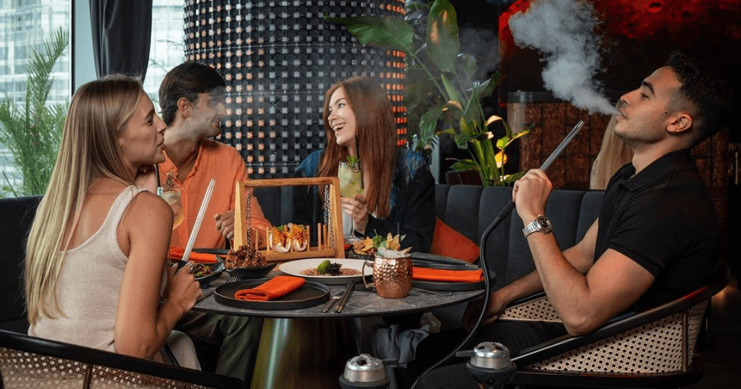 guests smoking shisha at OPSO Dubai