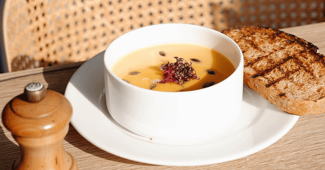 Soup and toast dish at Il Passaggio