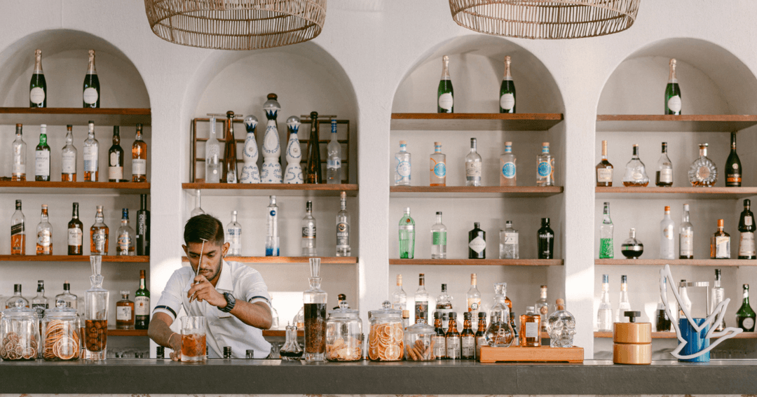 Barista mixing a drink